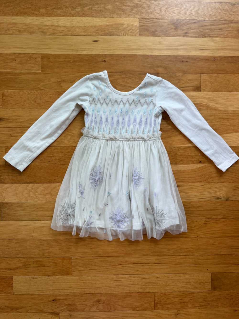 Hanna Andersson Disney Frozen Dress 3T Girls Long Sleeve Embroidered Tulle